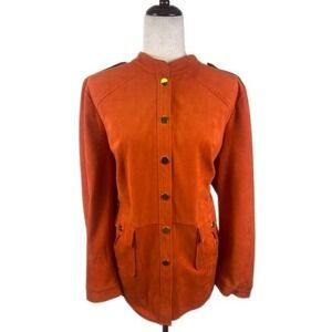 Chico's Orange Ultra Suede Jacket Button Coat Women's Chico's Size 3  US Size 16